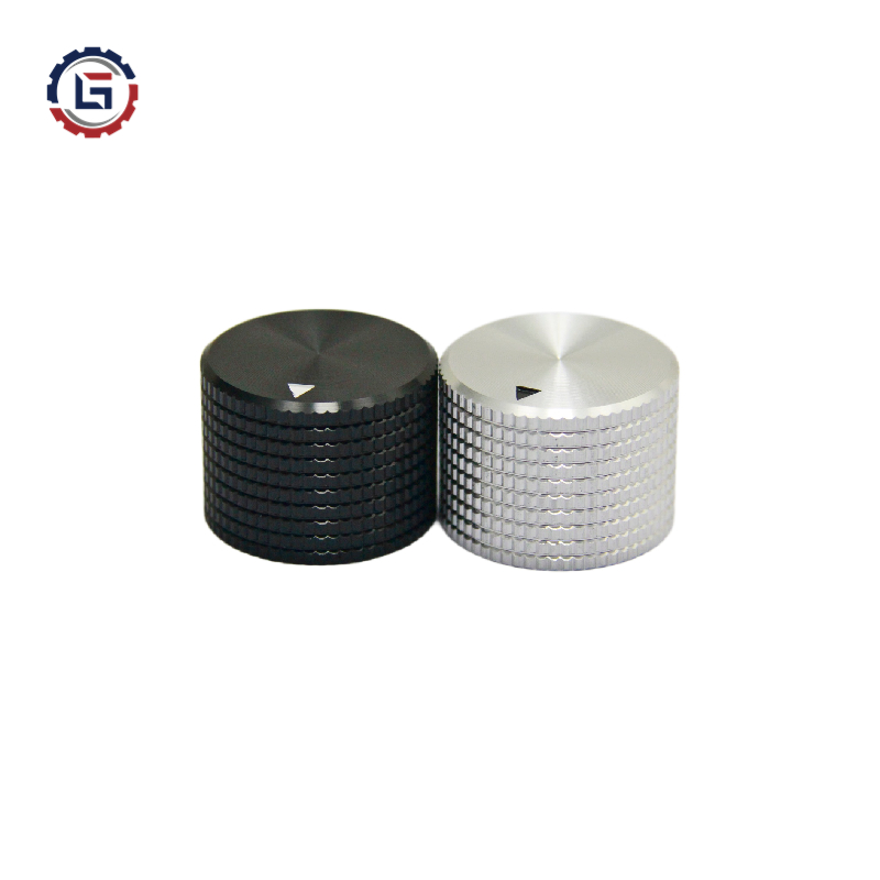 Black and silver smooth all aluminum grid knob